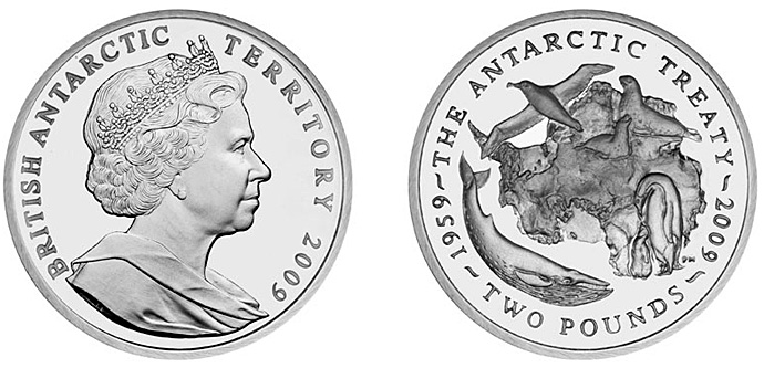 British Antarctic Territory 2009 50th Anniversary of the Antarctic Treaty Coin British Antarctic Territory 2009 50th Anniversary of the Antarctic Treaty Coin