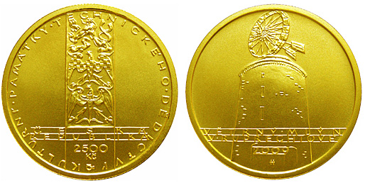 Větrný mlýn v Ruprechtově 2500 kč pamětní zlatá mince Heritage Site - Wind Mill at Ruprechtov gold coin czech Větrný mlýn v Ruprechtově 2500 kč pamětní zlatá mince Heritage Site - Wind Mill at Ruprechtov