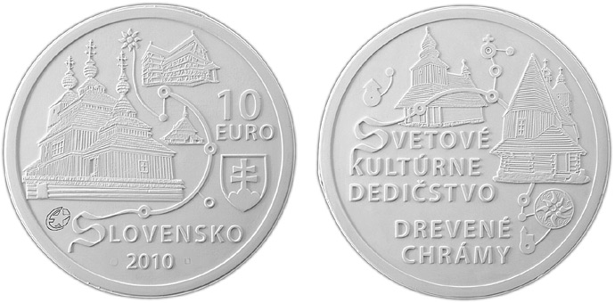 10 euro slovensko slovakia UNESCO &ndash; drevené chrámy v slovenskej časti karpatského oblúka