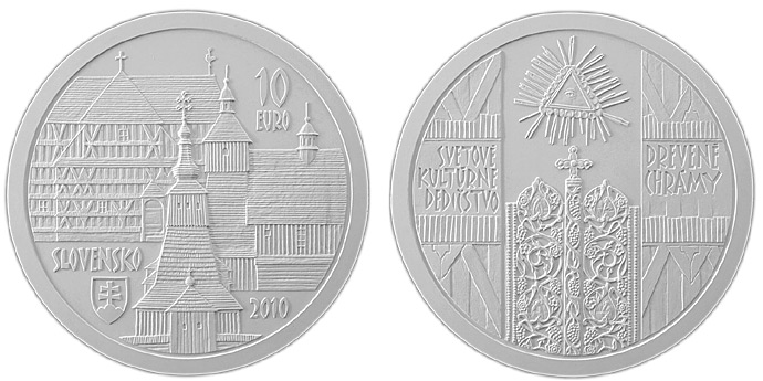 10 euro slovensko slovakia UNESCO &ndash; drevené chrámy v slovenskej časti karpatského oblúka