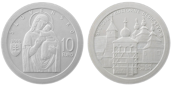 10 euro slovensko slovakia UNESCO &ndash; drevené chrámy v slovenskej časti karpatského oblúka