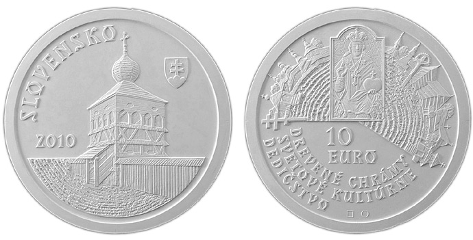 10 euro slovensko slovakia UNESCO &ndash; drevené chrámy v slovenskej časti karpatského oblúka
