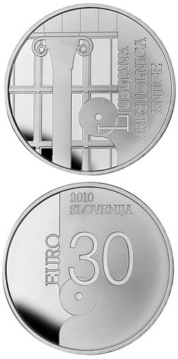 Slovenia euro commemorativec coin 2010 pamětní mince Slovinsko Ljubljana &ndash; World Book Capital - 2010
